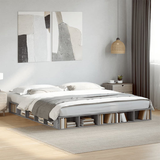 Bed Frame without Mattress Grey Sonoma 200x200 cm