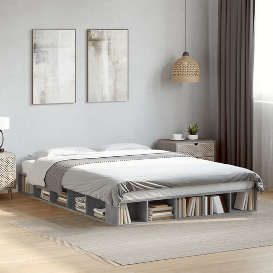 Bed Frame without Mattress Concrete Grey 150x200 cm King Size