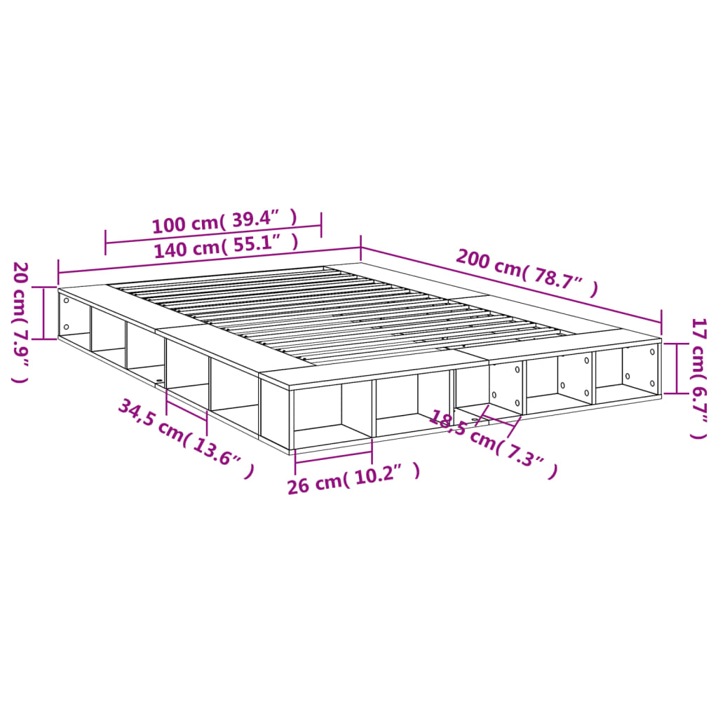 Bed Frame without Mattress White 140x200 cm