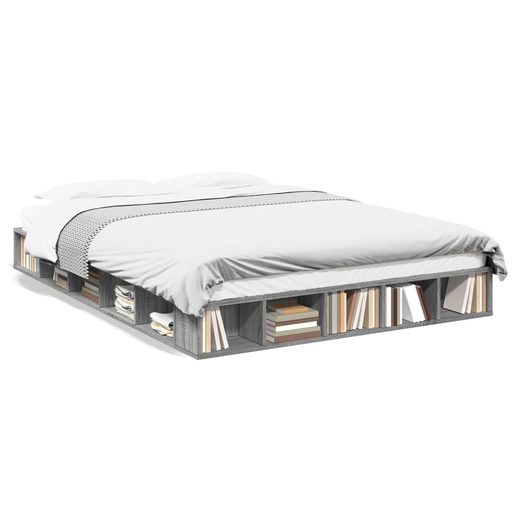 Bed Frame without Mattress Grey Sonoma 140x200 cm