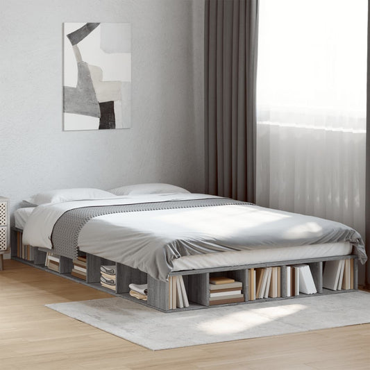Bed Frame without Mattress Grey Sonoma 140x190 cm