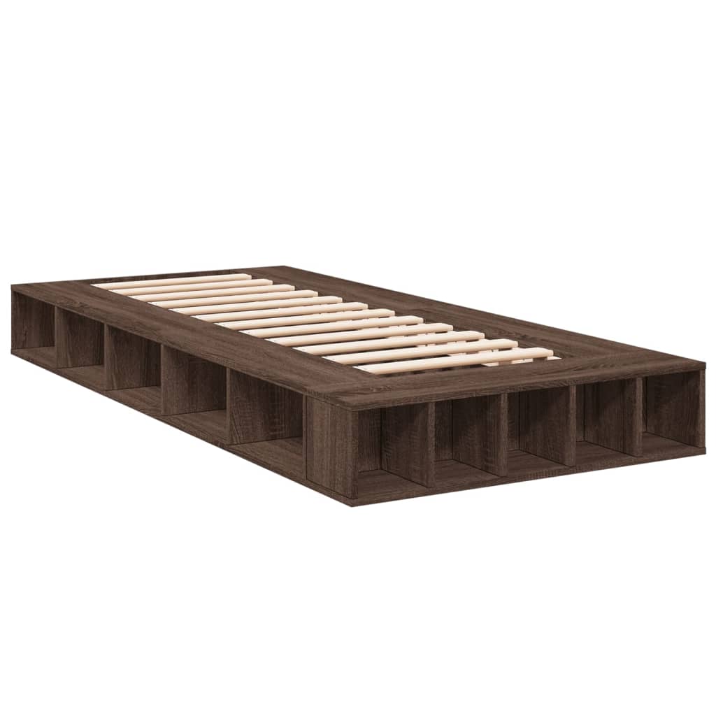 Bed Frame without Mattress Brown Oak 90x190 cm Single