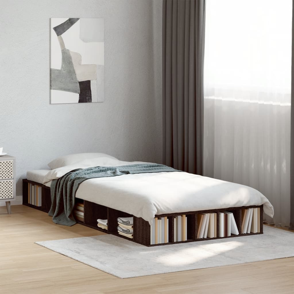 Bed Frame without Mattress Brown Oak 75x190 cm Small Single
