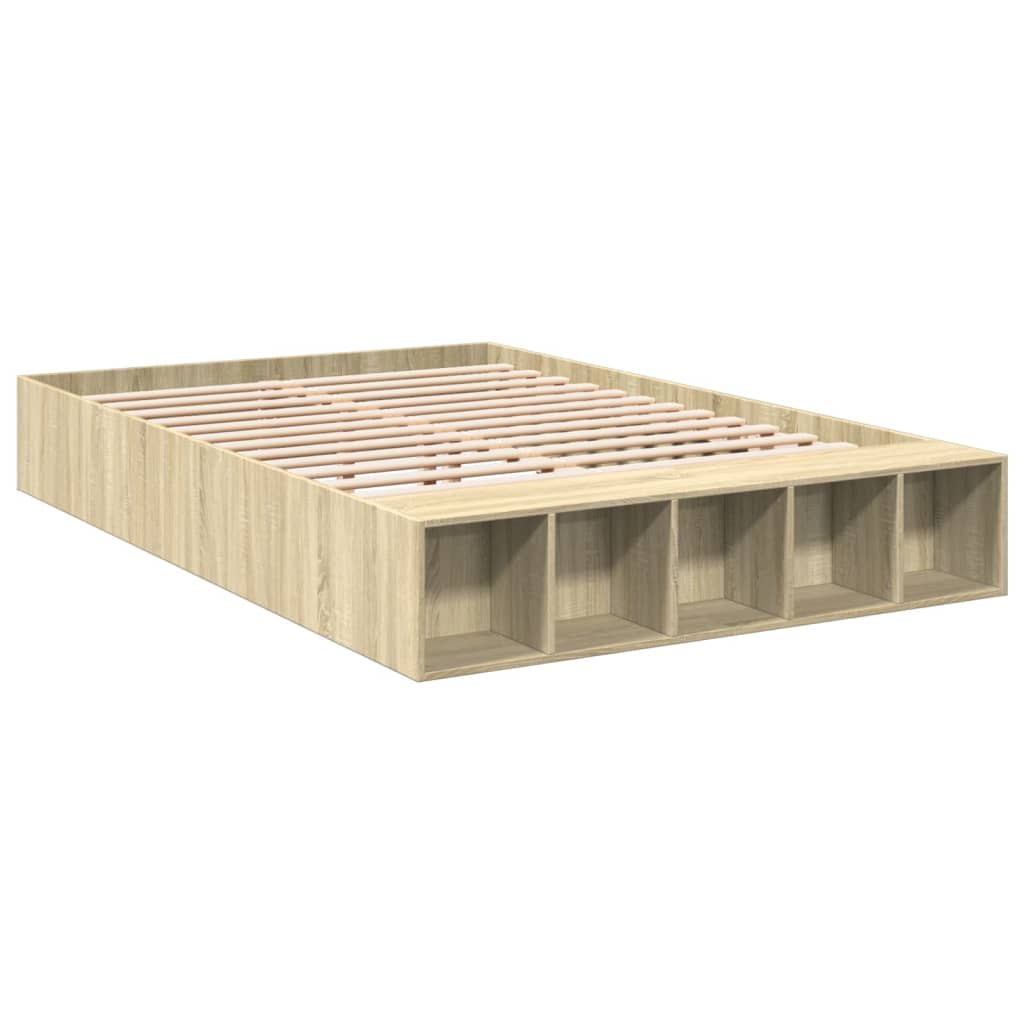 Bed Frame without Mattress Sonoma Oak 140x200 cm