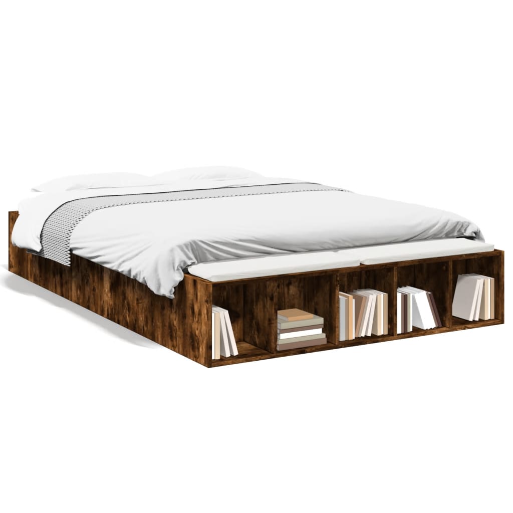 Bed Frame without Mattress Smoked Oak 120x200 cm