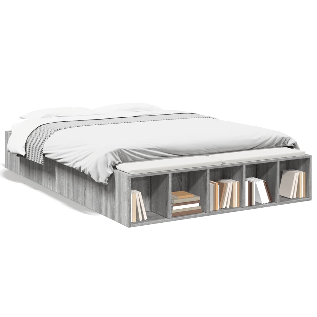 Bed Frame without Mattress Grey Sonoma 120x190 cm Small Double