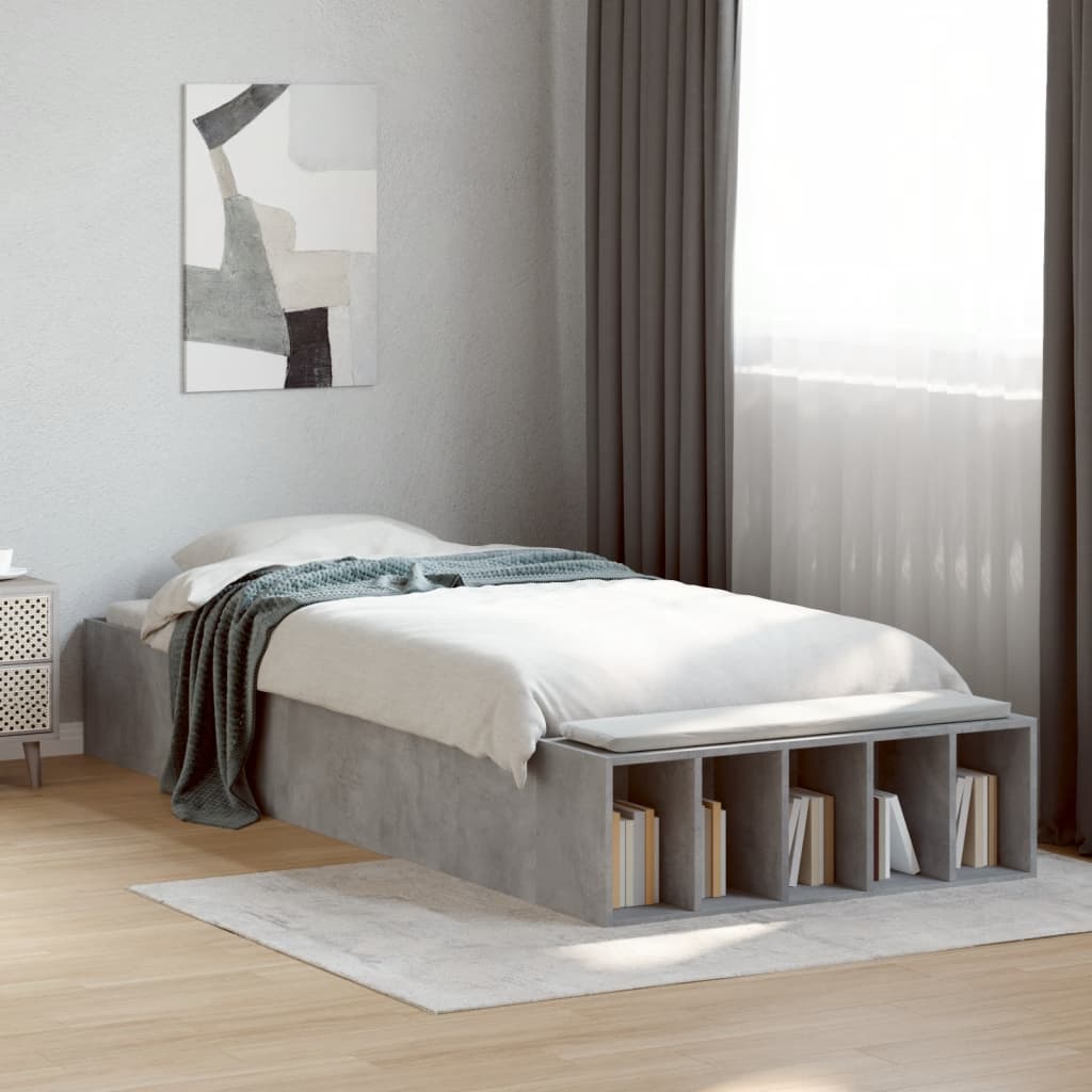Bed Frame without Mattress Concrete Grey 90x190 cm Single