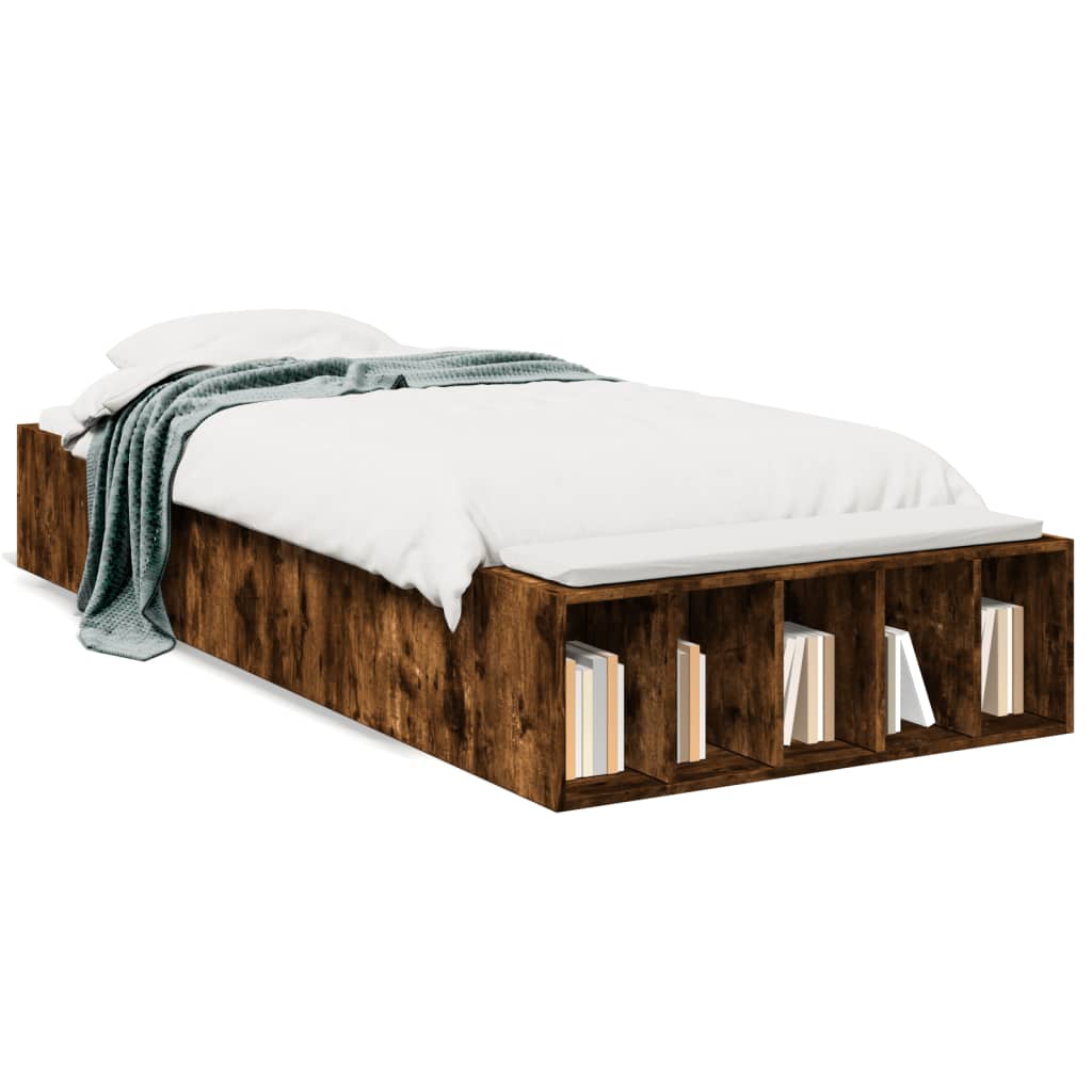Bed Frame without Mattress Smoked Oak 75x190 cm Small Single