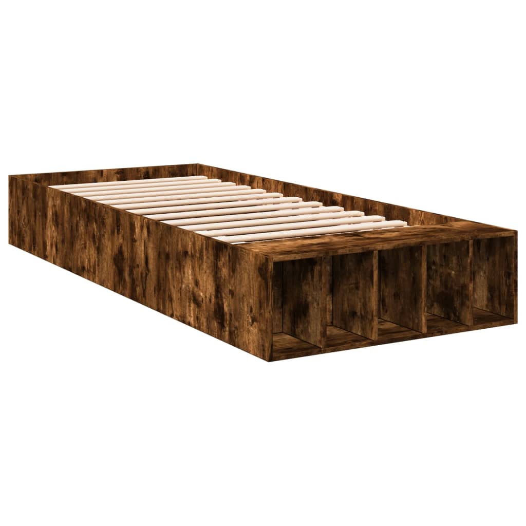 Bed Frame without Mattress Smoked Oak 75x190 cm Small Single