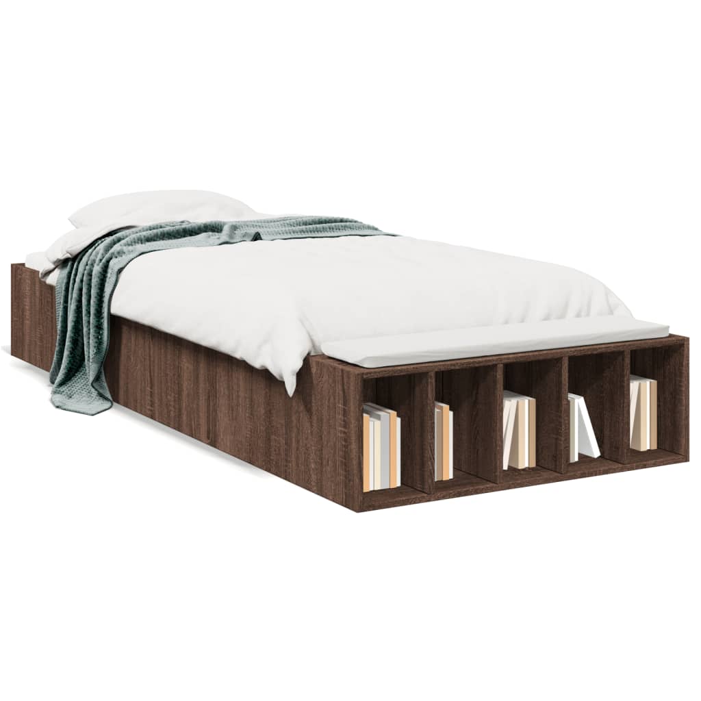 Bed Frame without Mattress Brown Oak 75x190 cm Small Single