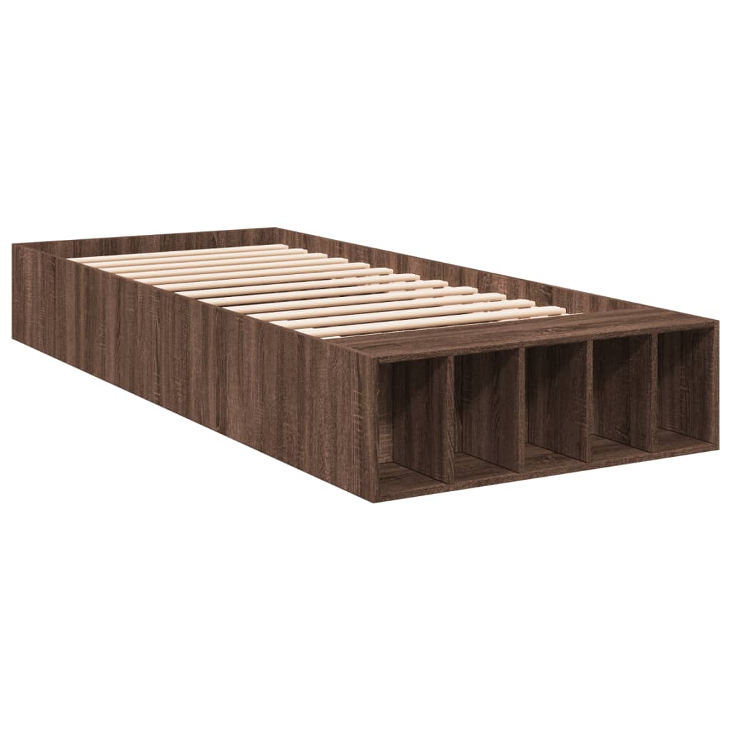 Bed Frame without Mattress Brown Oak 75x190 cm Small Single
