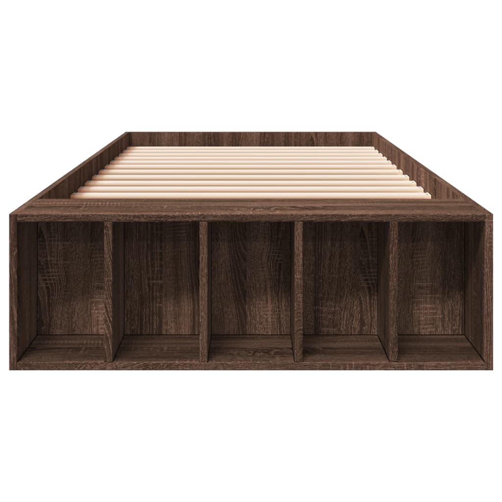 Bed Frame without Mattress Brown Oak 75x190 cm Small Single