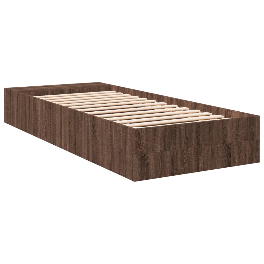 Bed Frame without Mattress Brown Oak 75x190 cm Small Single