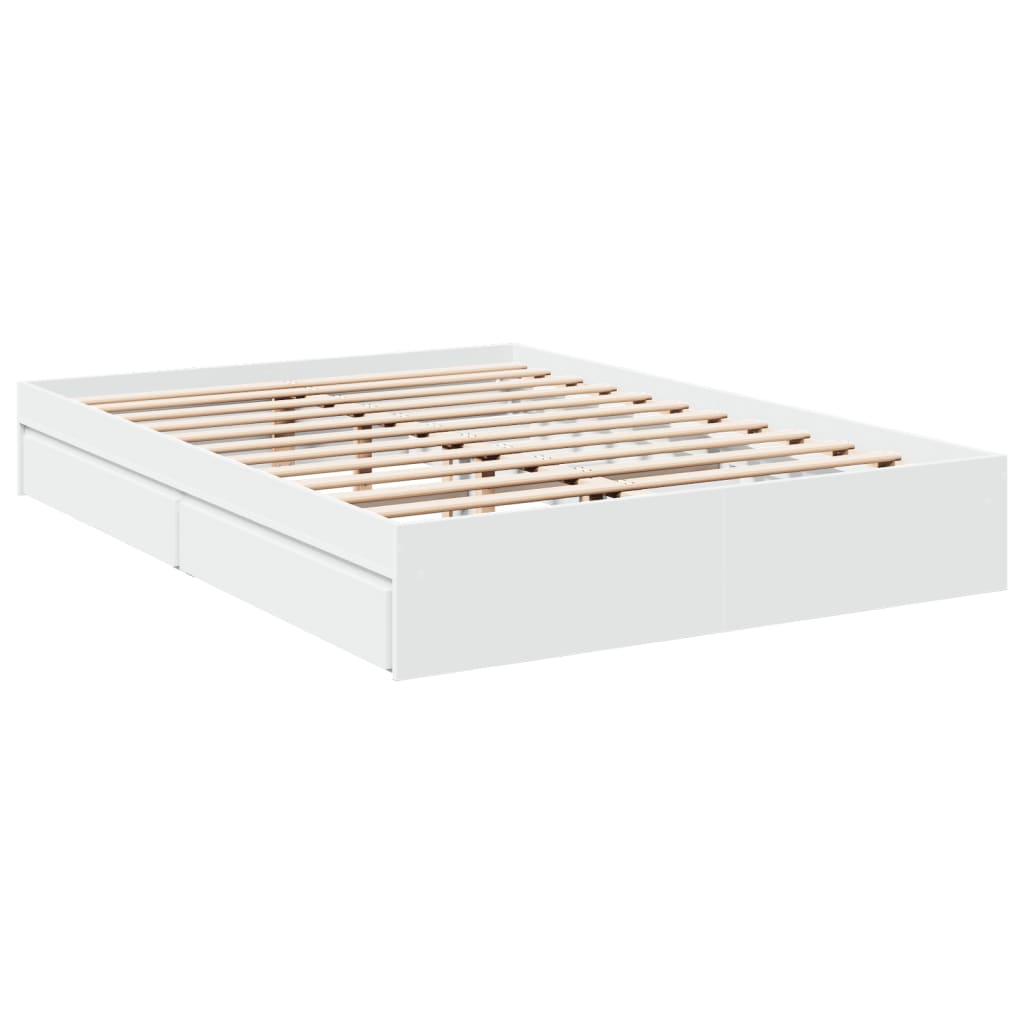 Bed Frame with Drawers without Mattress White 160x200 cm