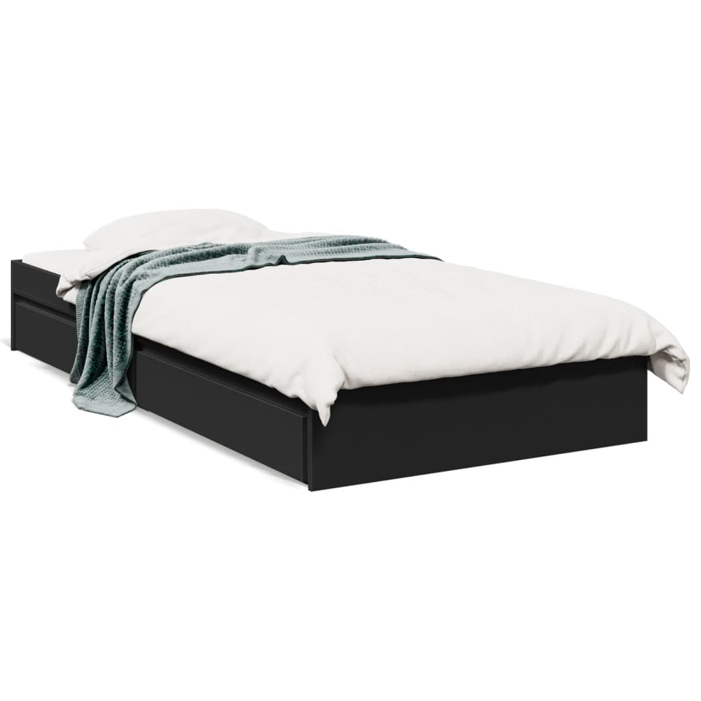 Bed Frame with Drawers without Mattress Black 100x200 cm