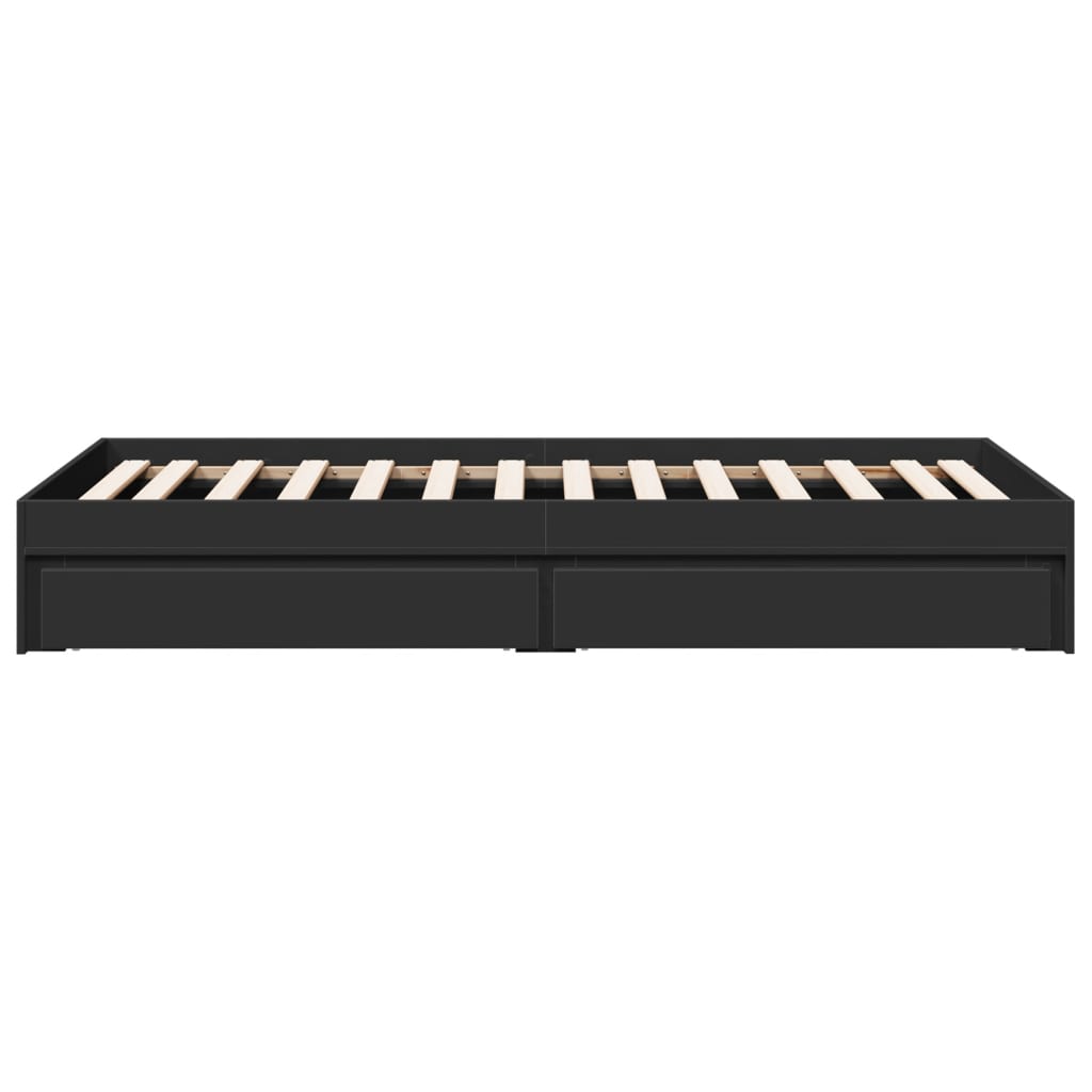 Bed Frame with Drawers without Mattress Black 100x200 cm