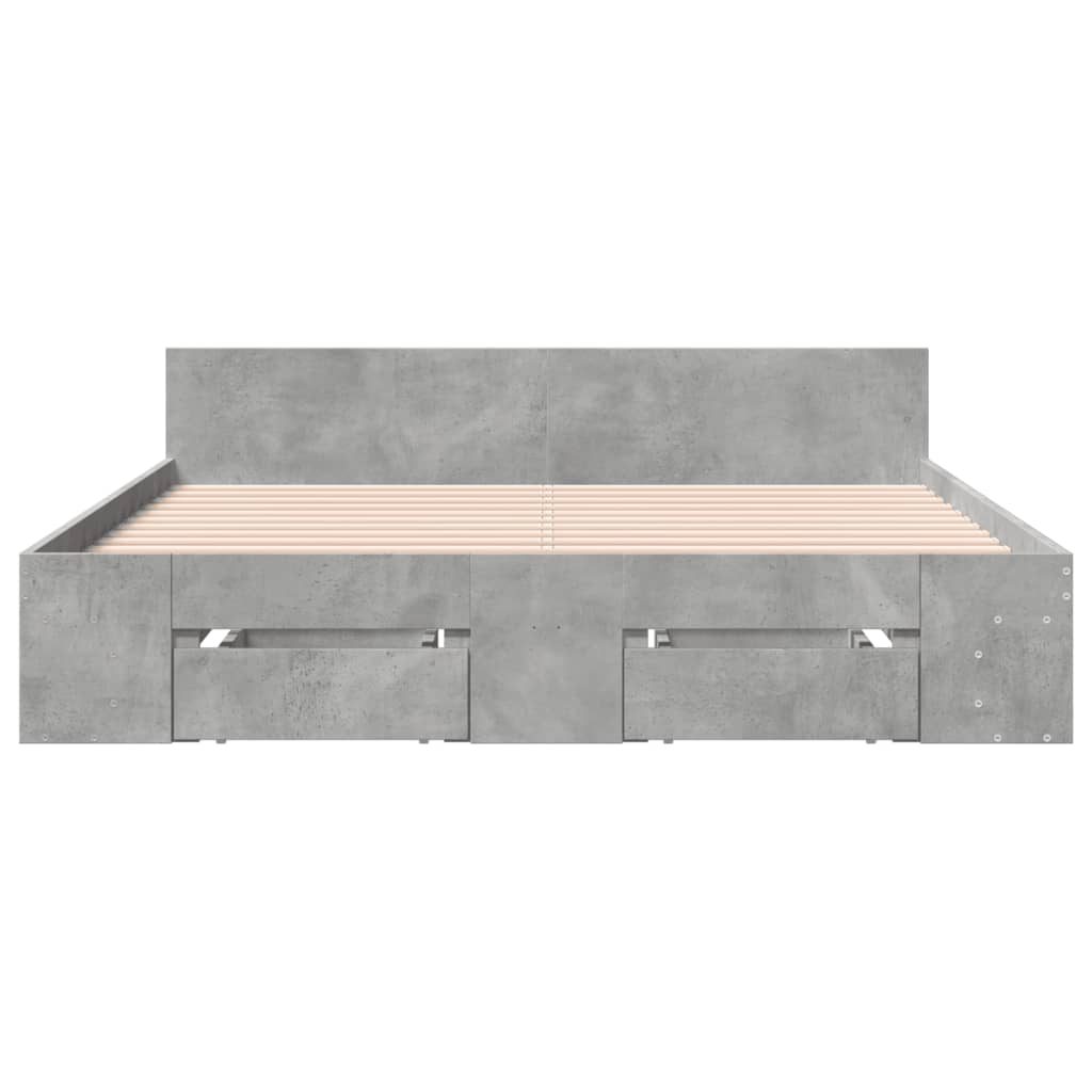 Bed Frame with Drawers without Mattress Concrete Grey 140x190 cm
