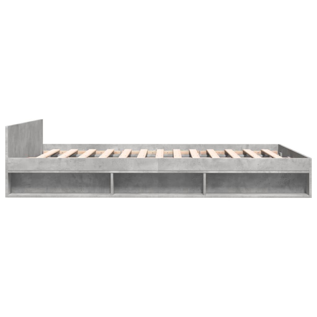 Bed Frame with Drawers without Mattress Concrete Grey 140x190 cm