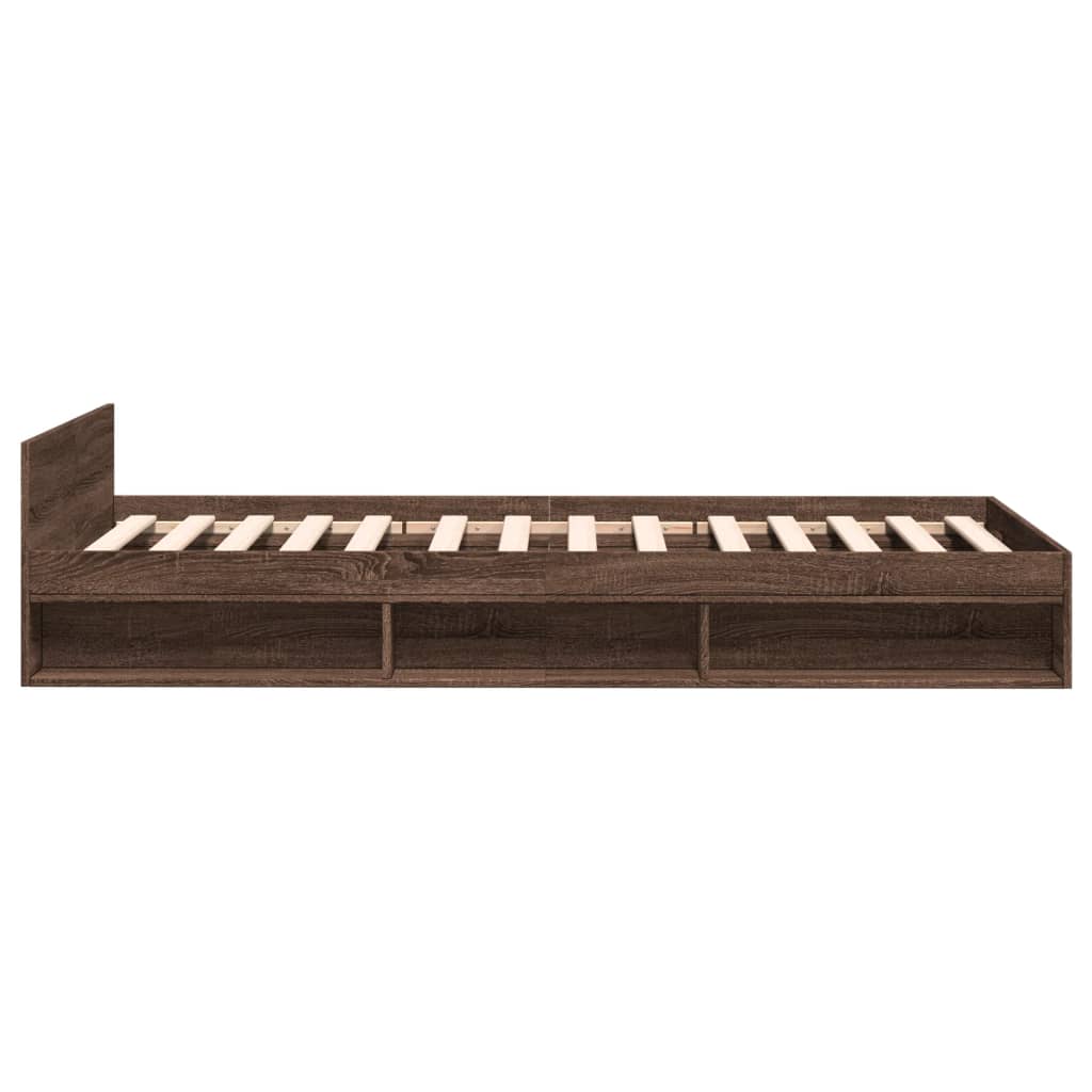 Bed Frame with Drawer without Mattress Brown Oak 100x200 cm