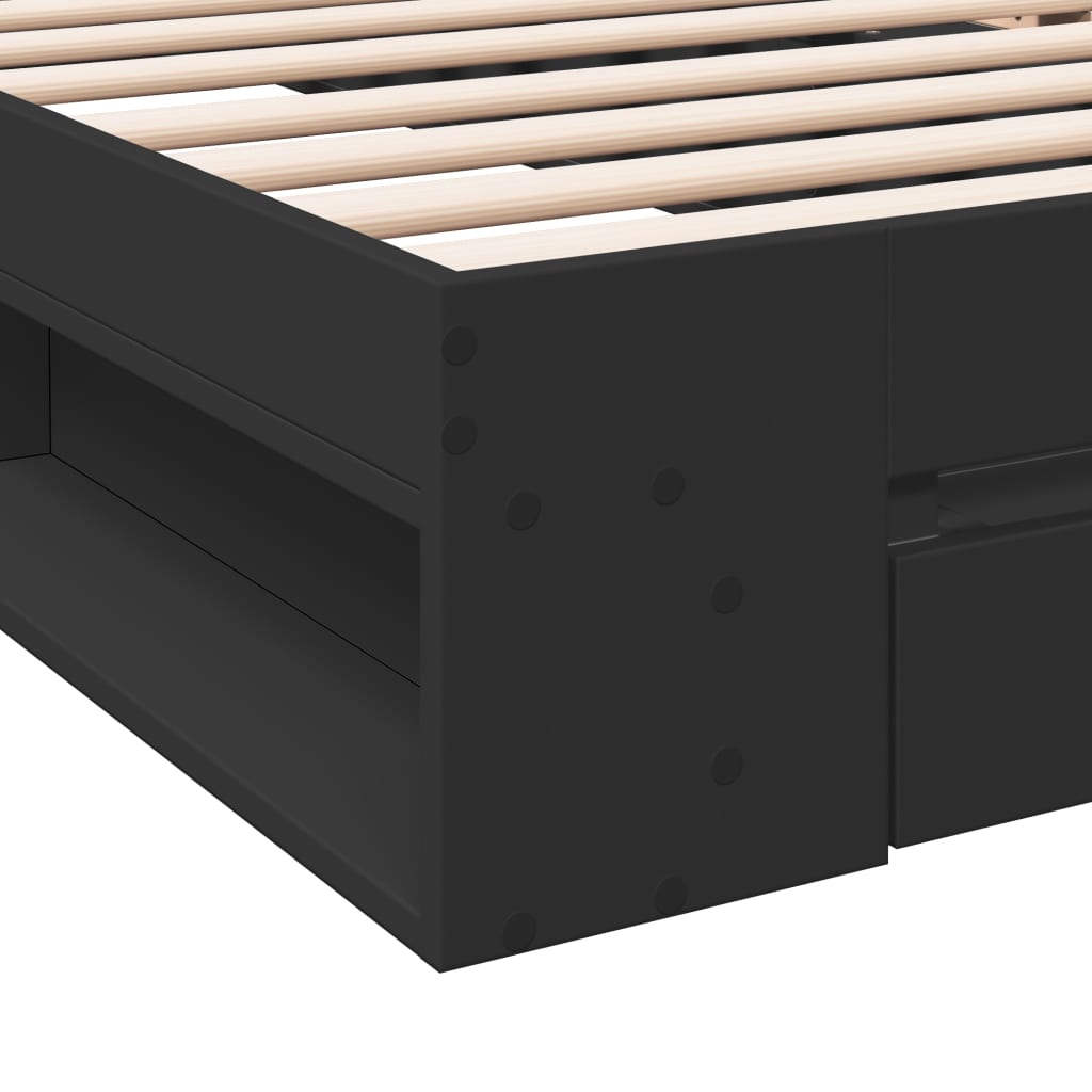 Bed Frame with Drawer without Mattress Black 75x190 cm Small Single