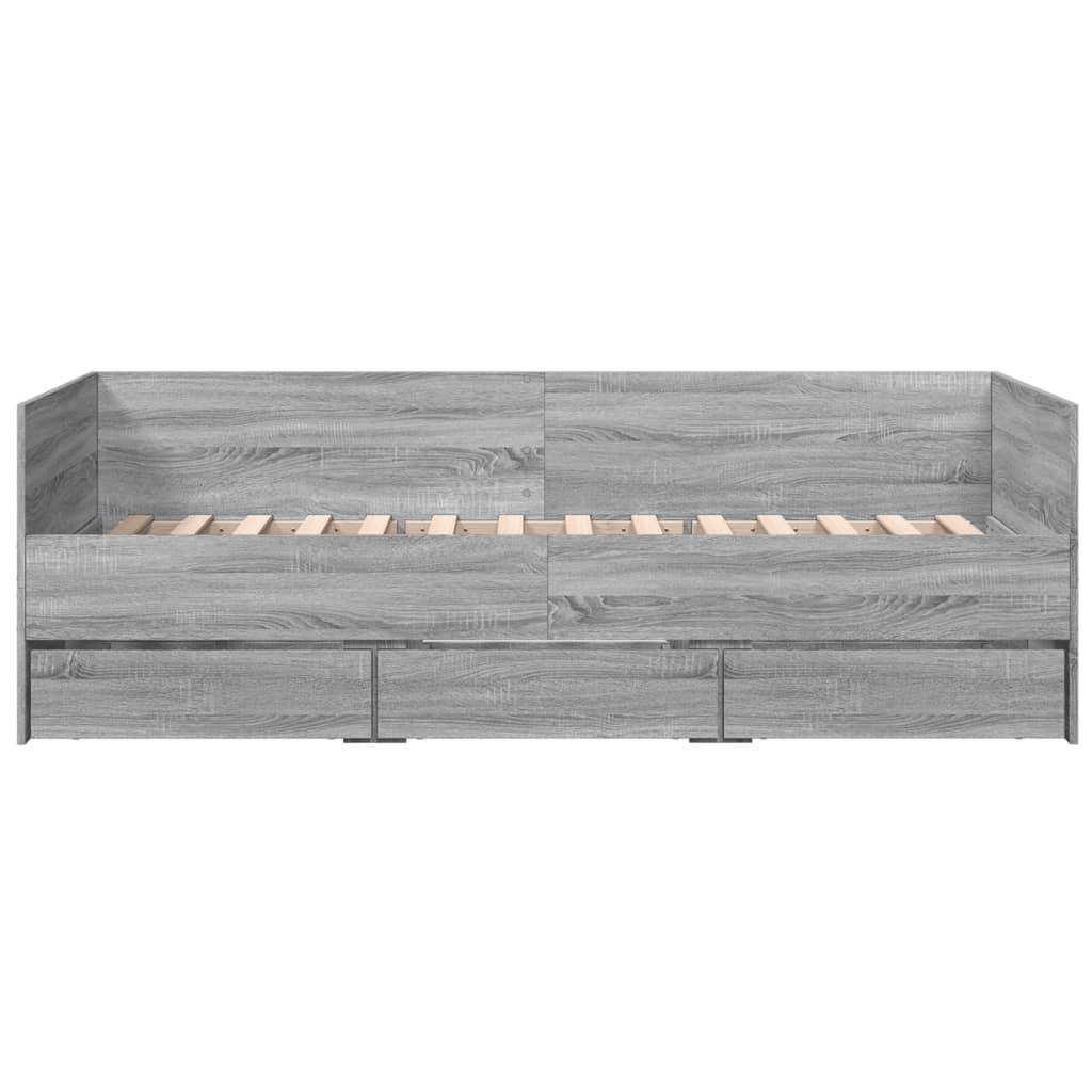 Daybed with Drawers without Mattress Grey Sonoma 100x200 cm