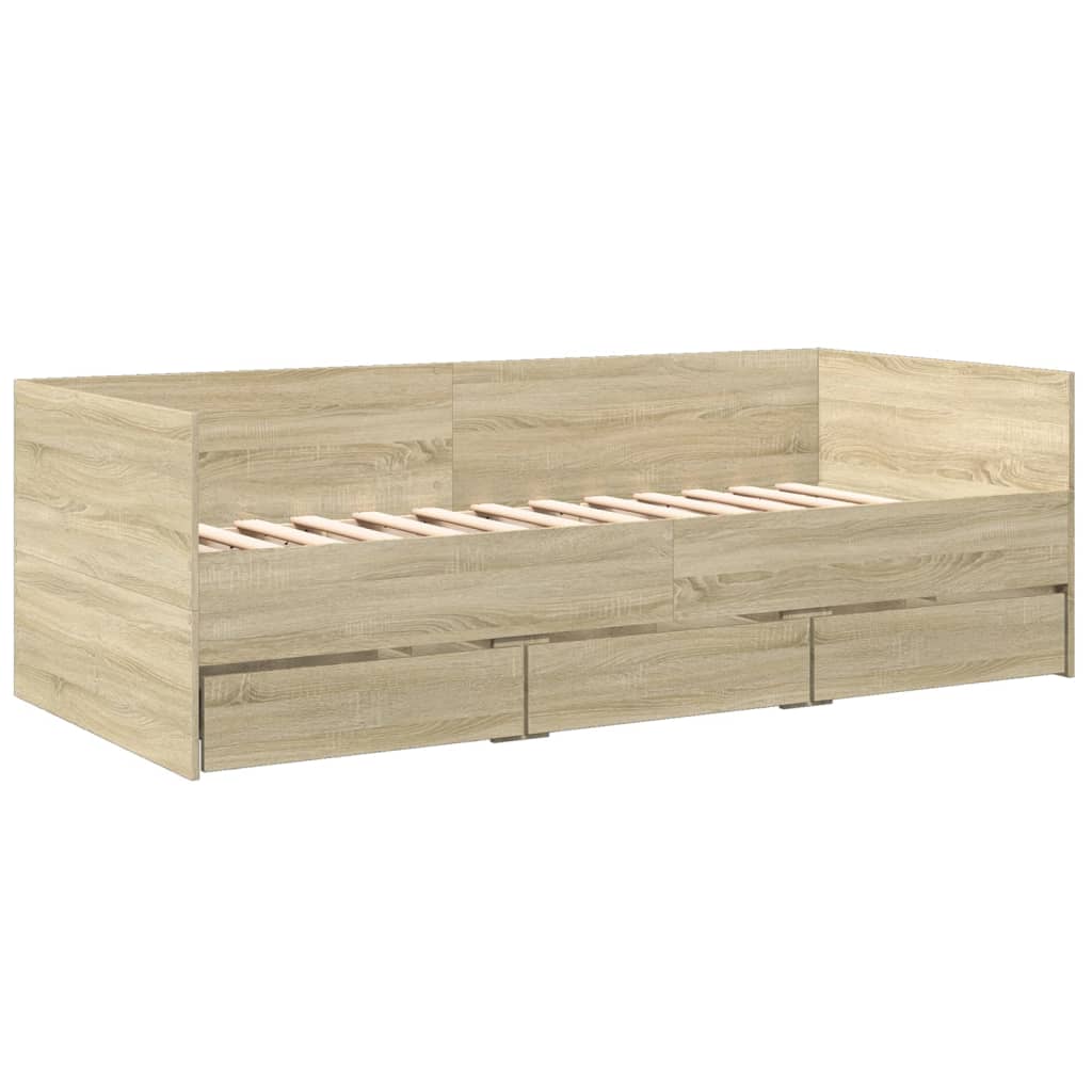 Daybed with Drawers without Mattress Sonoma Oak 90x200 cm
