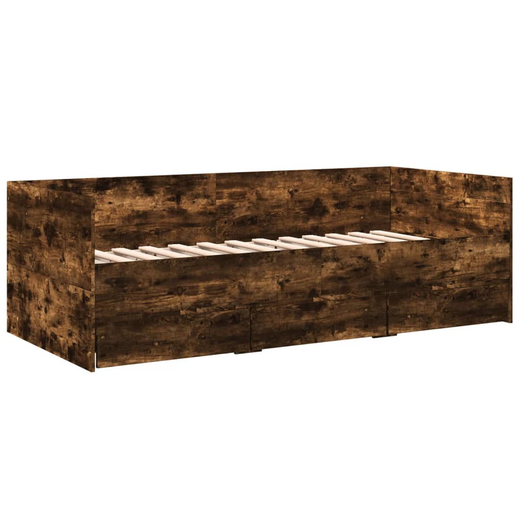 Daybed with Drawers without Mattress Smoked Oak 90x200 cm