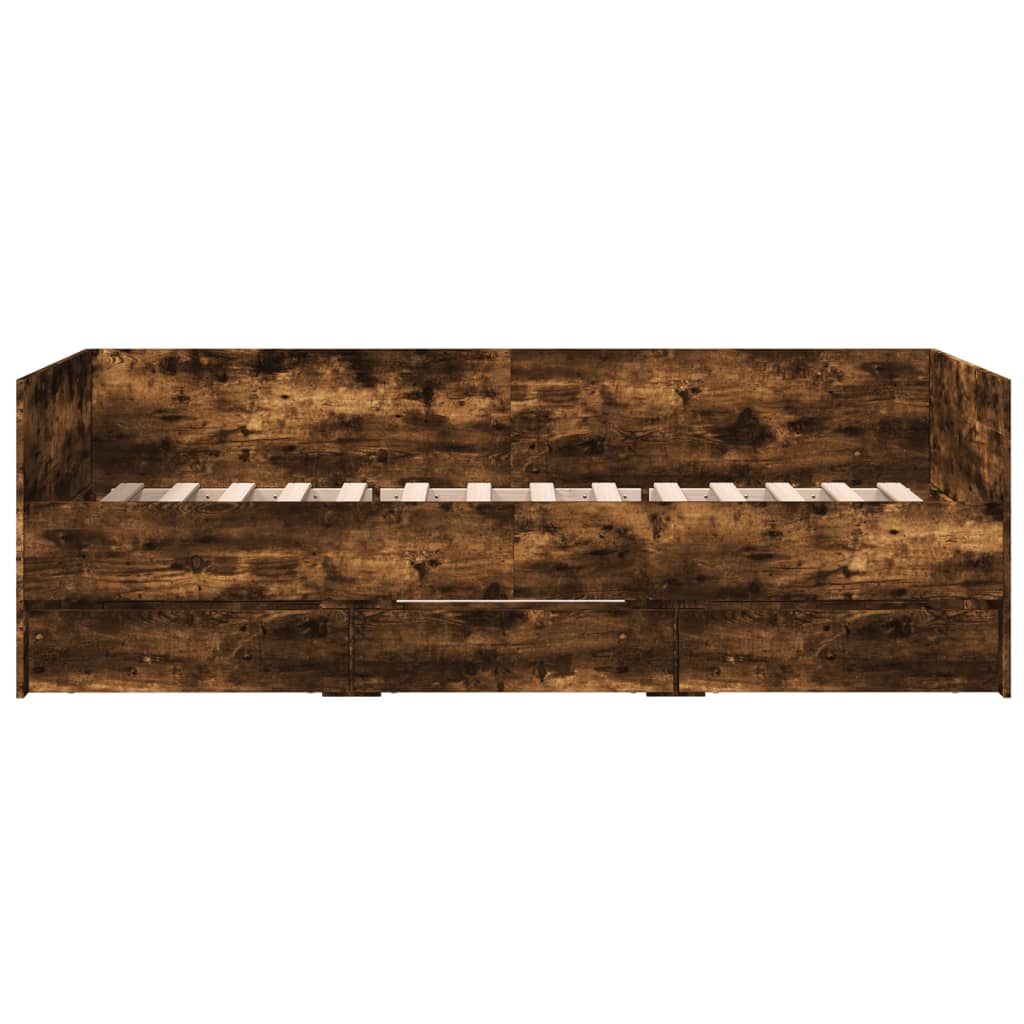 Daybed with Drawers without Mattress Smoked Oak 90x200 cm