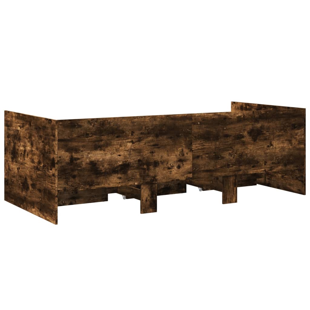 Daybed with Drawers without Mattress Smoked Oak 90x190 cm Single