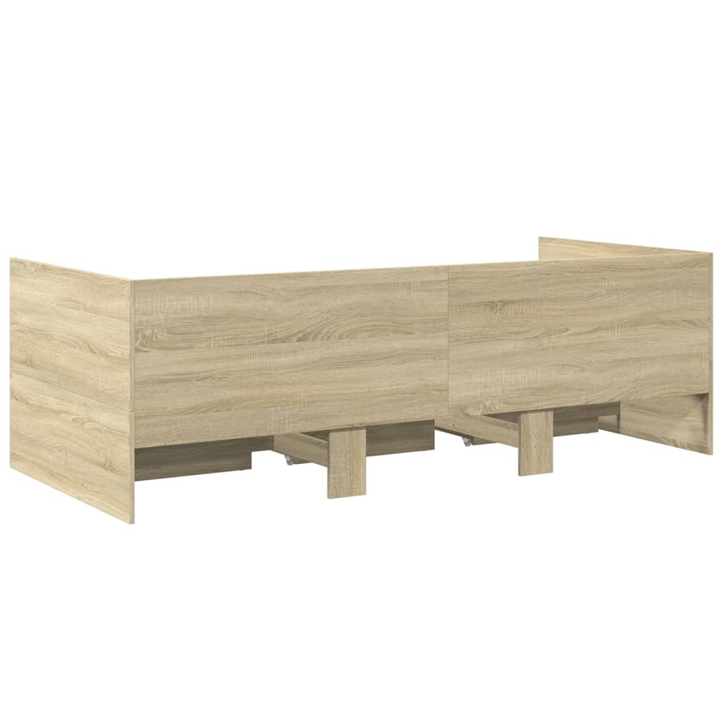 Daybed with Drawers without Mattress Sonoma Oak 75x190 cm Small Single