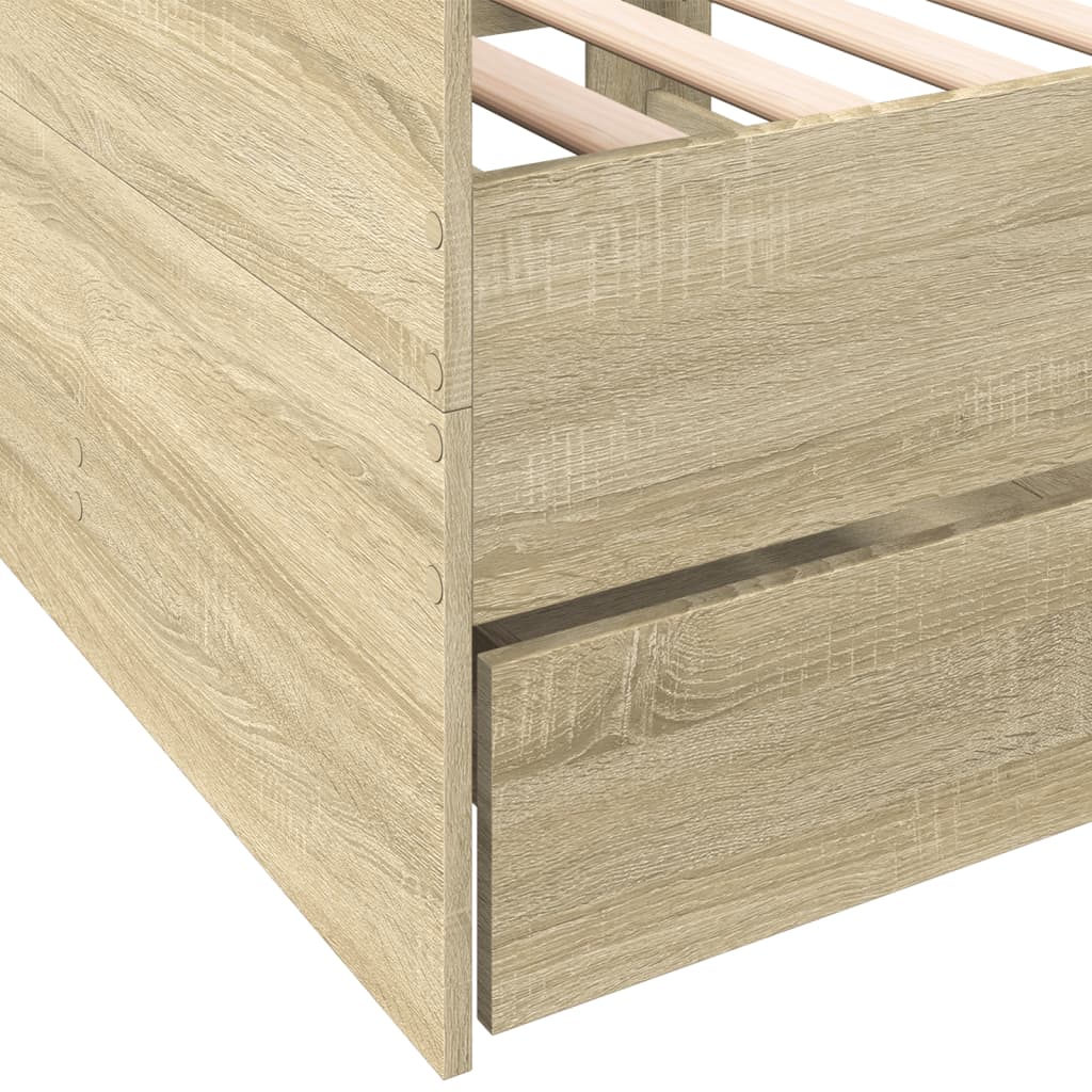Daybed with Drawers without Mattress Sonoma Oak 75x190 cm Small Single
