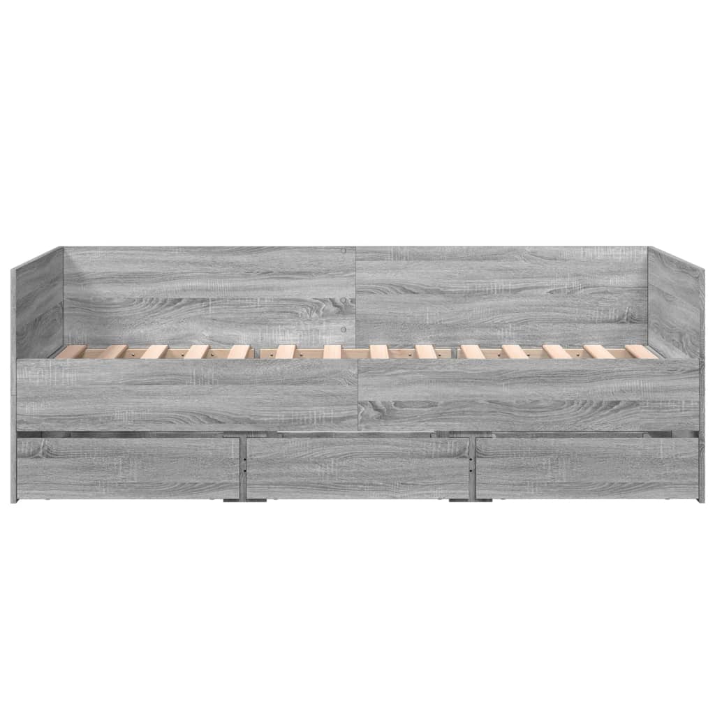 Daybed with Drawers without Mattress Grey Sonoma 75x190 cm Small Single