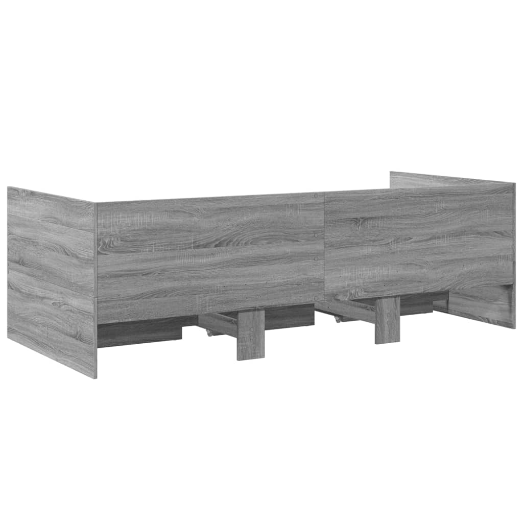 Daybed with Drawers without Mattress Grey Sonoma 75x190 cm Small Single