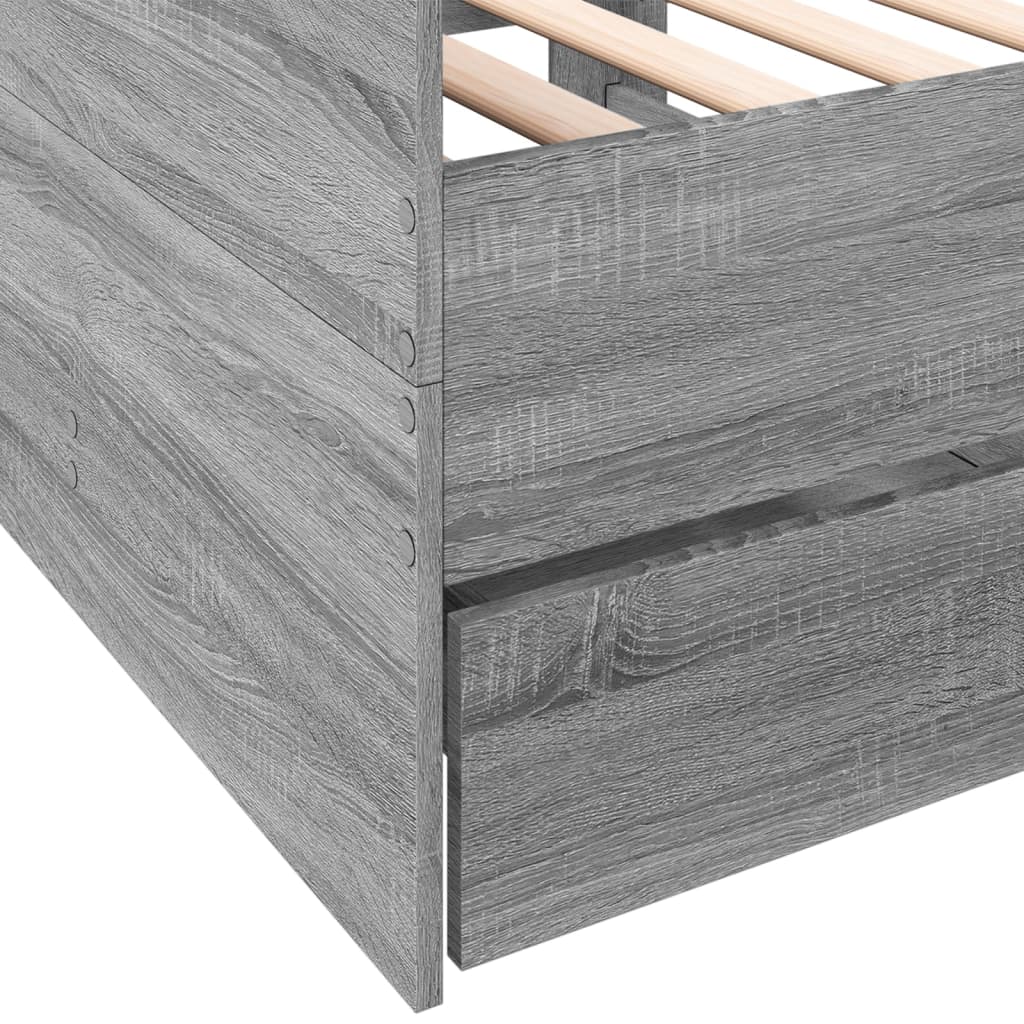 Daybed with Drawers without Mattress Grey Sonoma 75x190 cm Small Single