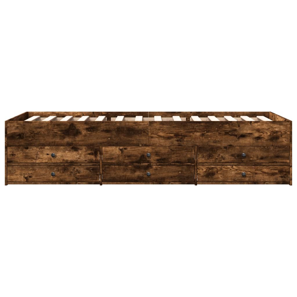 Daybed with Drawers without Mattress Smoked Oak 100x200 cm