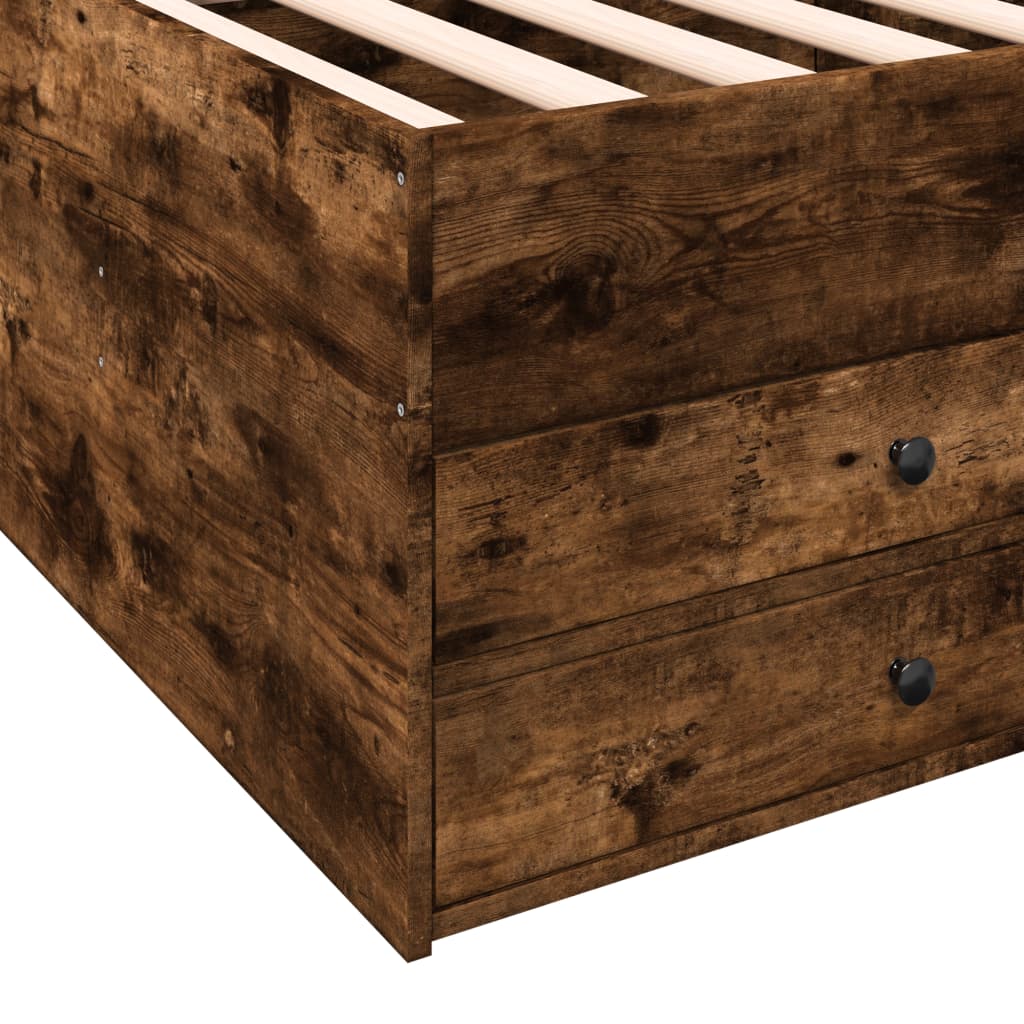 Daybed with Drawers without Mattress Smoked Oak 100x200 cm