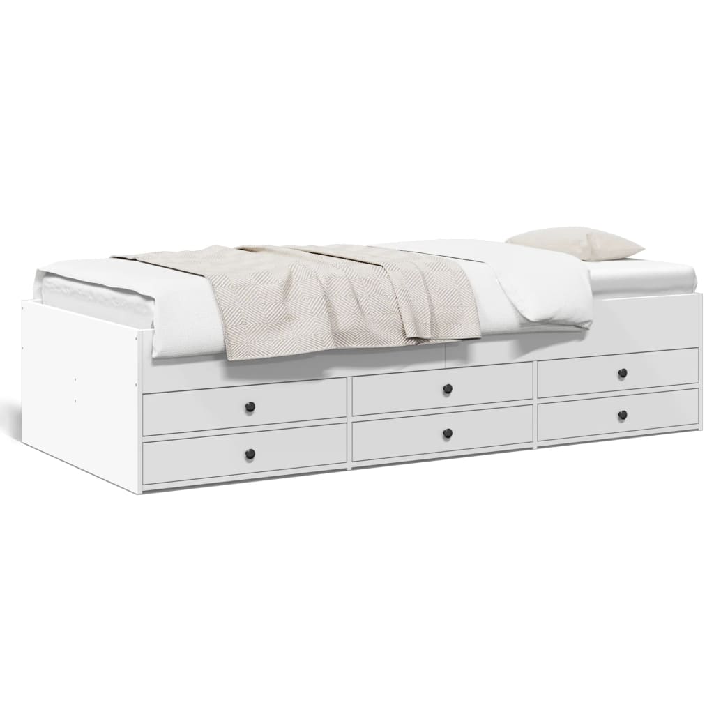 Daybed with Drawers without Mattress White 90x200 cm