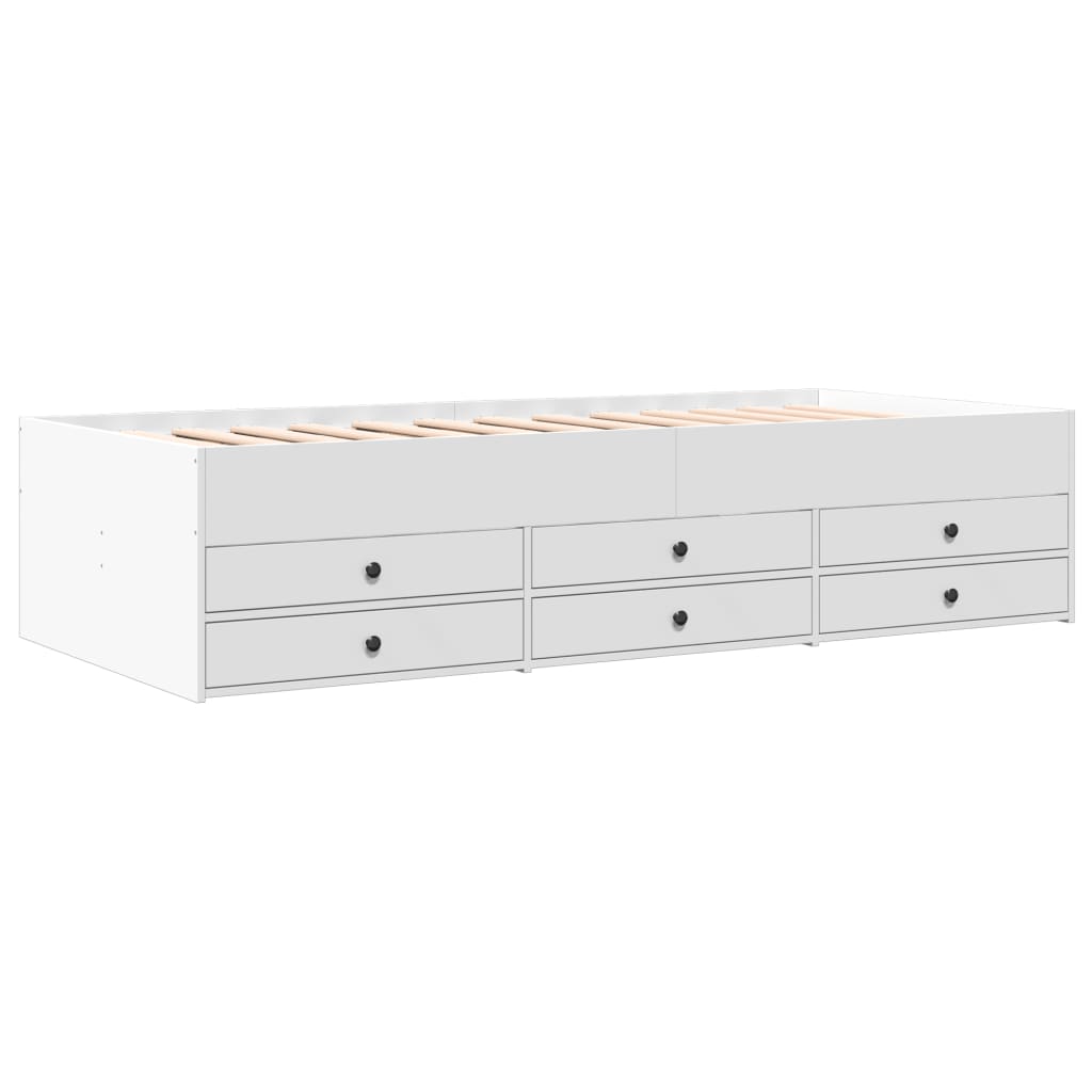 Daybed with Drawers without Mattress White 90x200 cm