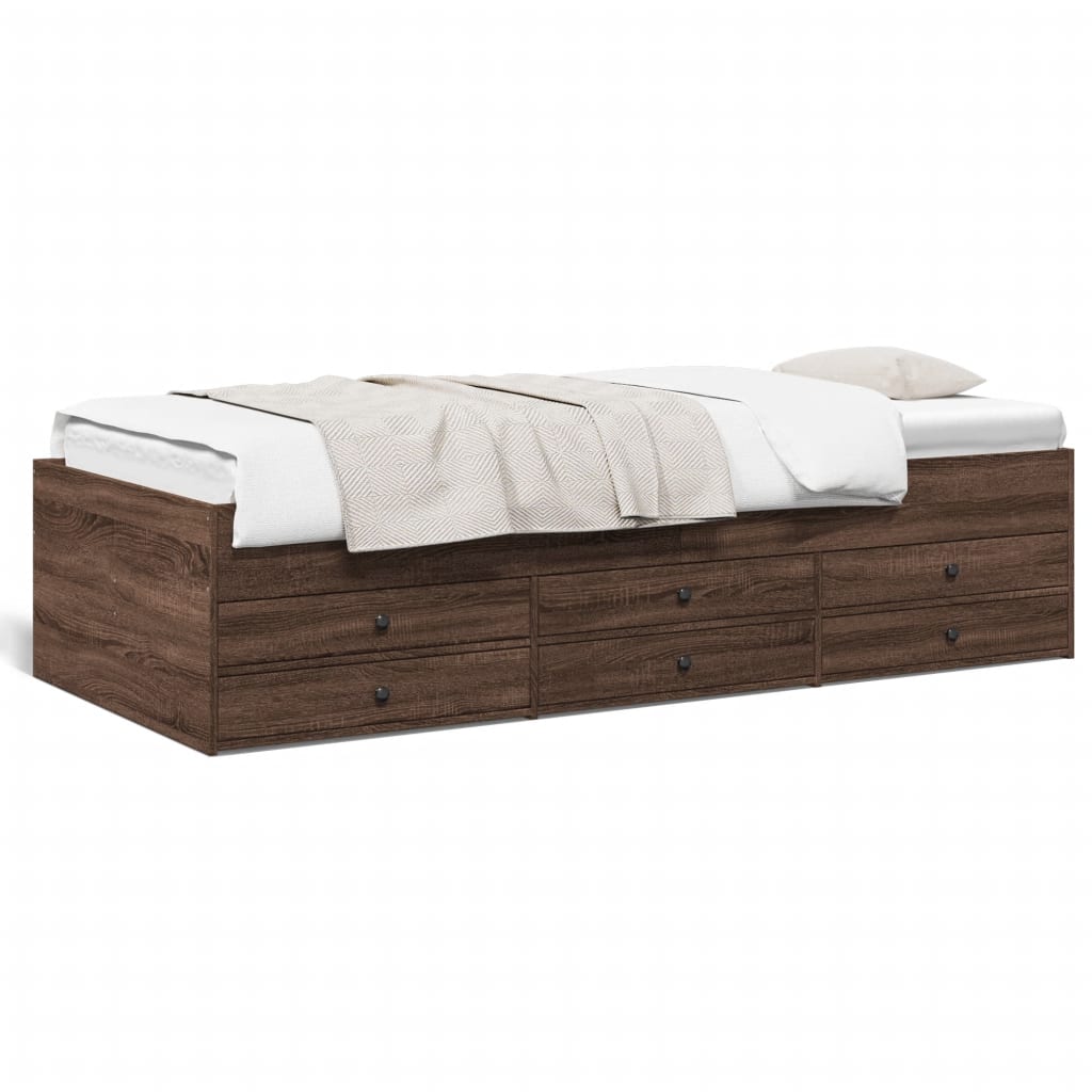 Daybed with Drawers without Mattress Brown Oak 90x200 cm