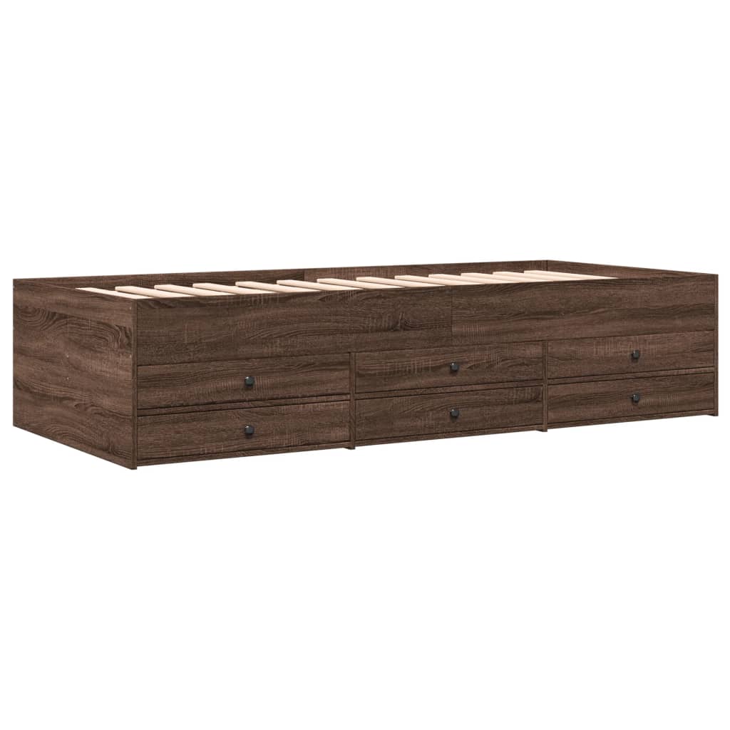 Daybed with Drawers without Mattress Brown Oak 90x200 cm