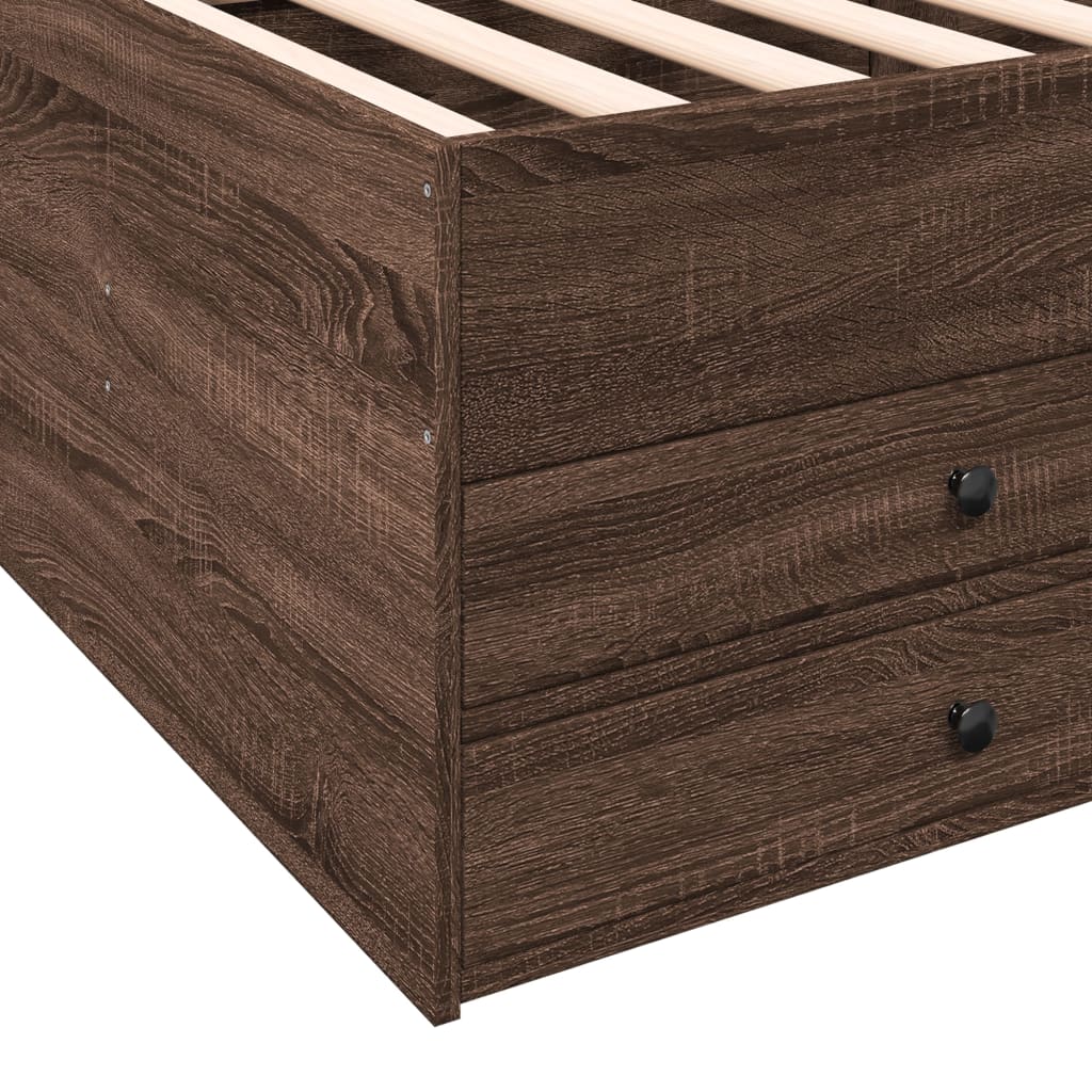 Daybed with Drawers without Mattress Brown Oak 90x200 cm