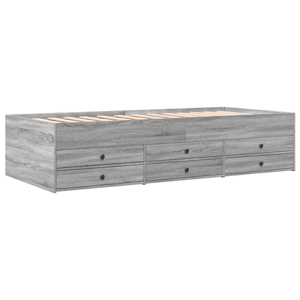 Daybed with Drawers without Mattress Grey Sonoma 90x190 cm Single
