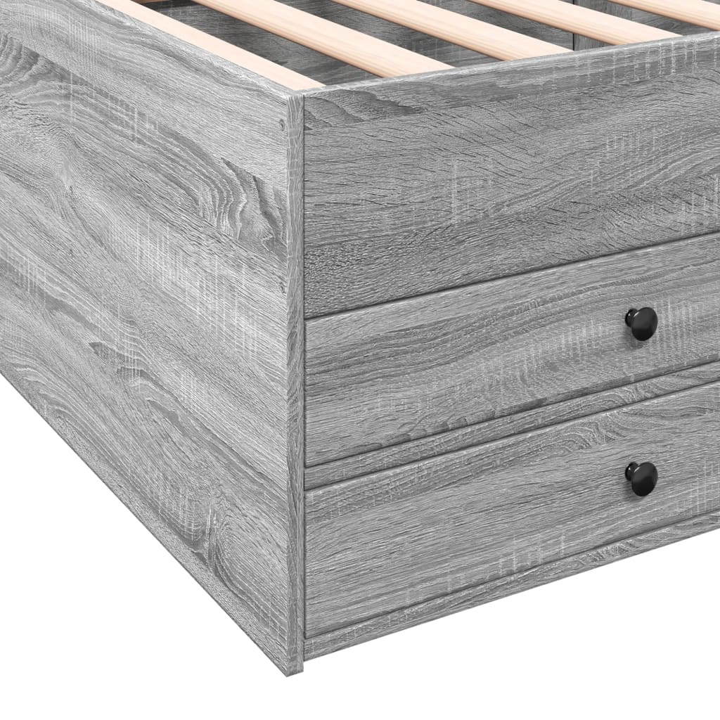 Daybed with Drawers without Mattress Grey Sonoma 90x190 cm Single