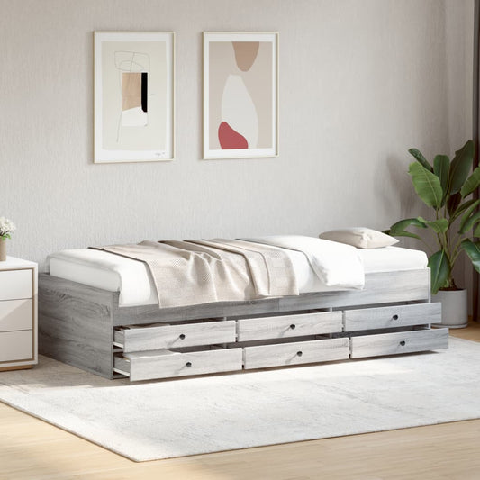 Daybed with Drawers without Mattress Grey Sonoma 90x190 cm Single