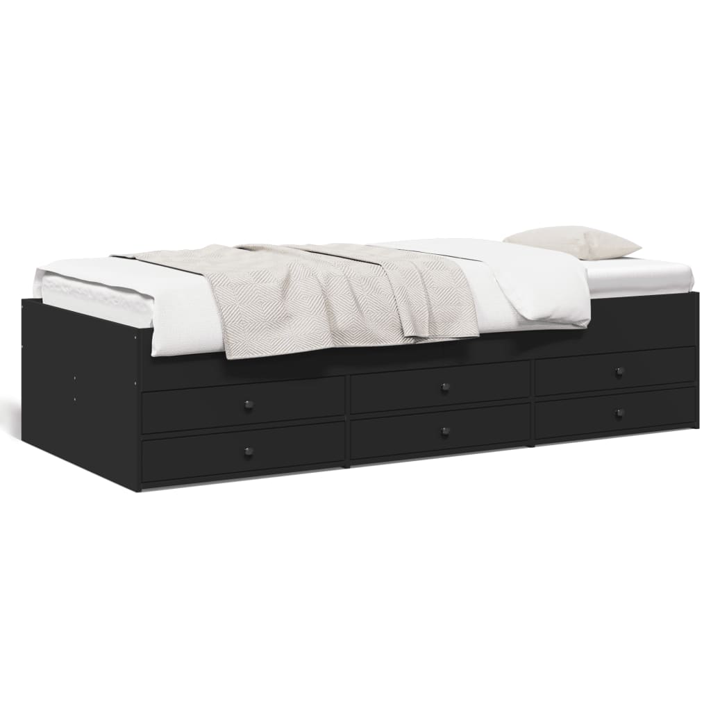 Daybed with Drawers without Mattress Black 75x190 cm Small Single