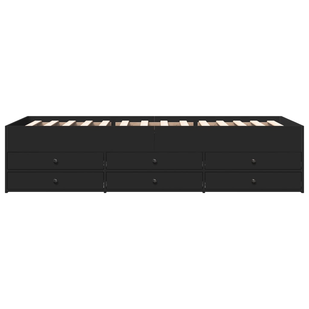 Daybed with Drawers without Mattress Black 75x190 cm Small Single