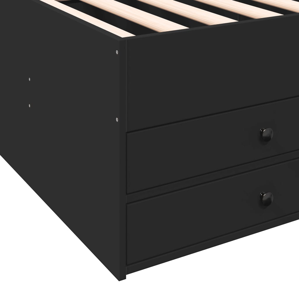 Daybed with Drawers without Mattress Black 75x190 cm Small Single