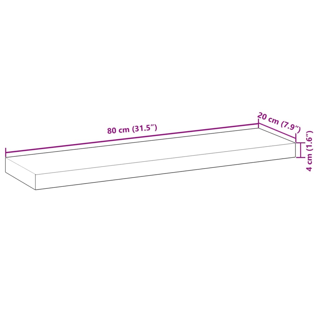 Floating Shelves 2 pcs 80x20x4 cm Oil Finished Solid Wood Acacia