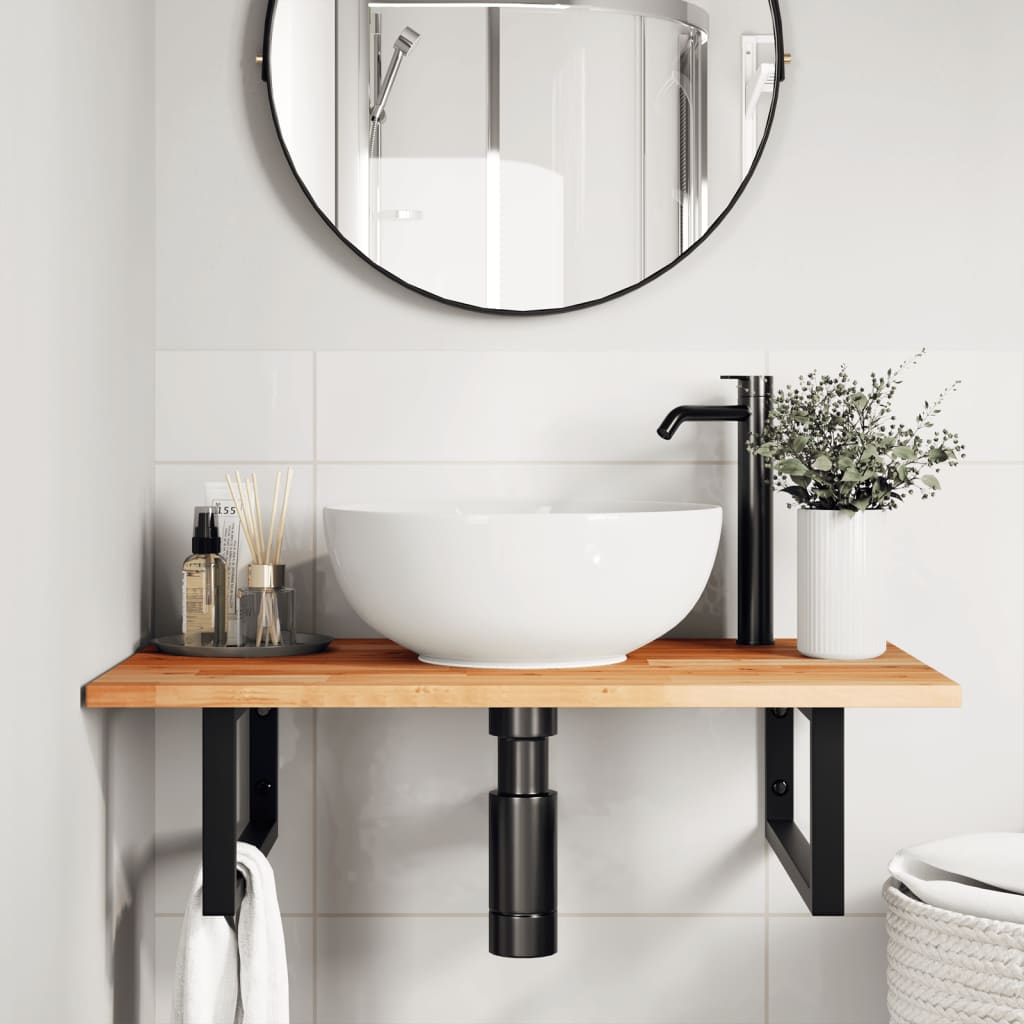 Bathroom Vanity Top Oil Finished 60x50x2 cm Solid Wood Acacia