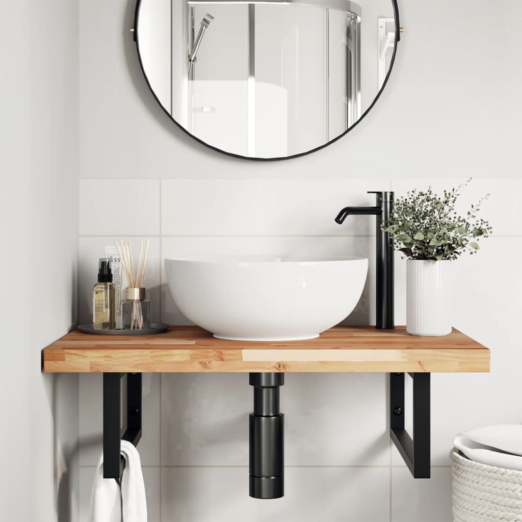 Bathroom Vanity Top Oil Finished 80x50x4 cm Solid Wood Acacia